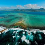 paysage maurice, vol au dessus de la mer